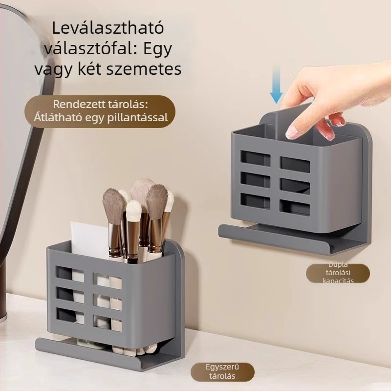 Fali fürdőszobai tároló a fogkrém és a fogkefék számára, műanyag, 1 szint, MO045, modern minimalista stílus