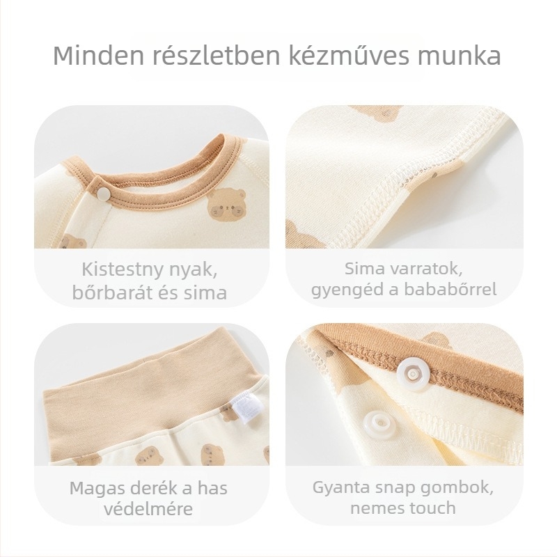 Két darabos baba alsónemű készlet, 100% pamut, magas derekú, uniszex, tavasz–ősz
