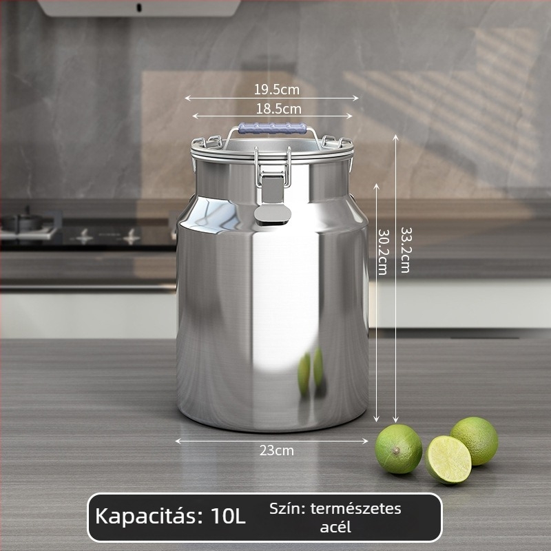 Fém gabonatároló tartály, zárható, nedvességálló és rovarmentes, tetővel