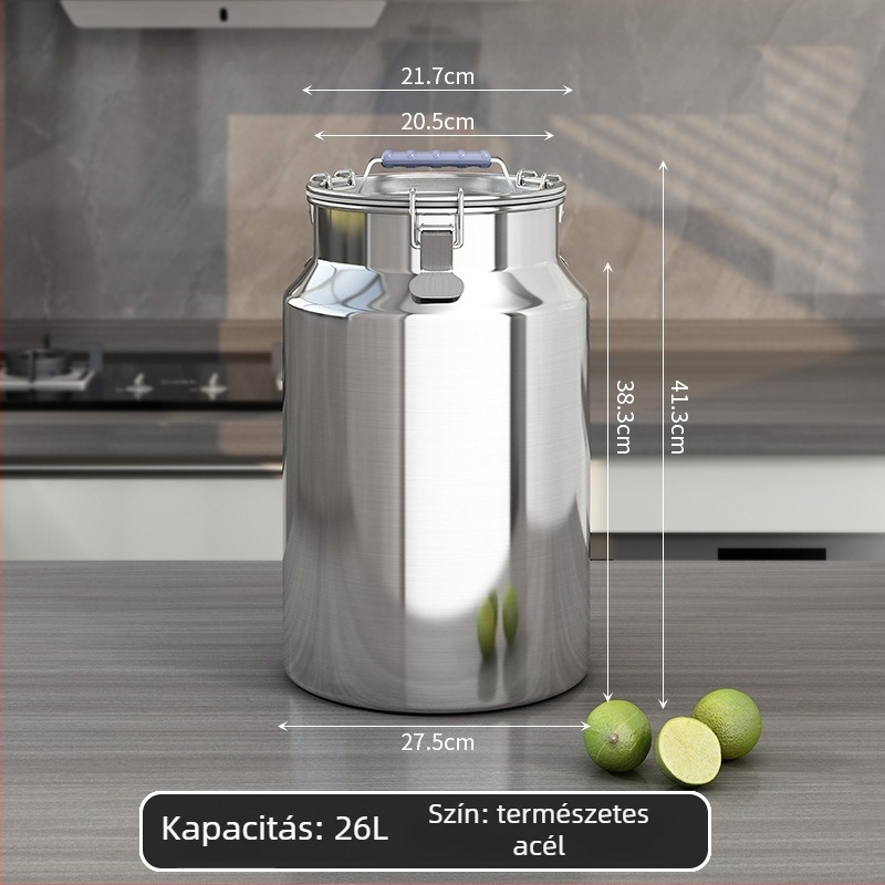 Fém gabonatároló tartály, zárható, nedvességálló és rovarmentes, tetővel