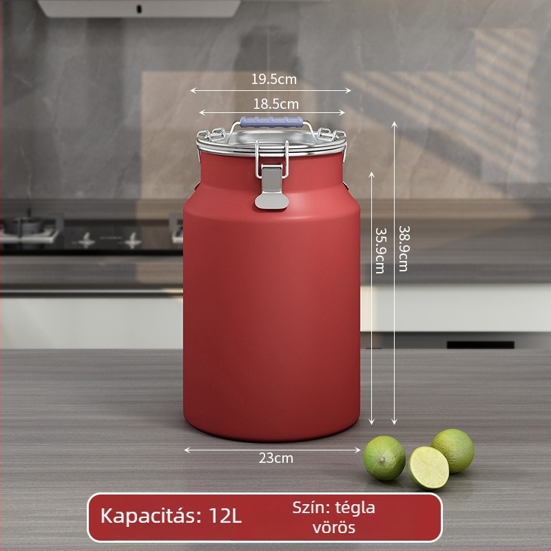 Fém gabonatároló tartály, zárható, nedvességálló és rovarmentes, tetővel