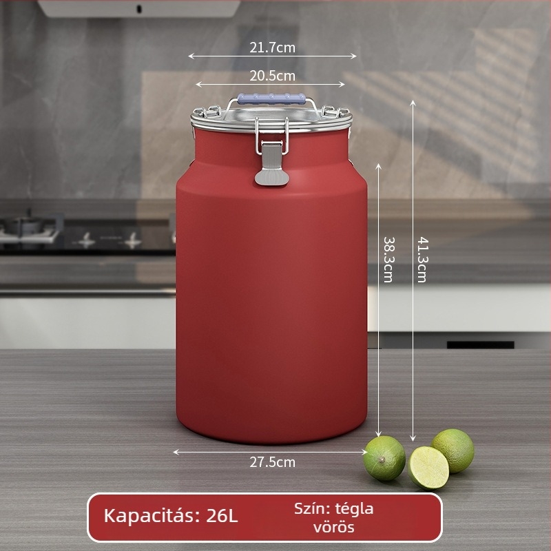 Fém gabonatároló tartály, zárható, nedvességálló és rovarmentes, tetővel