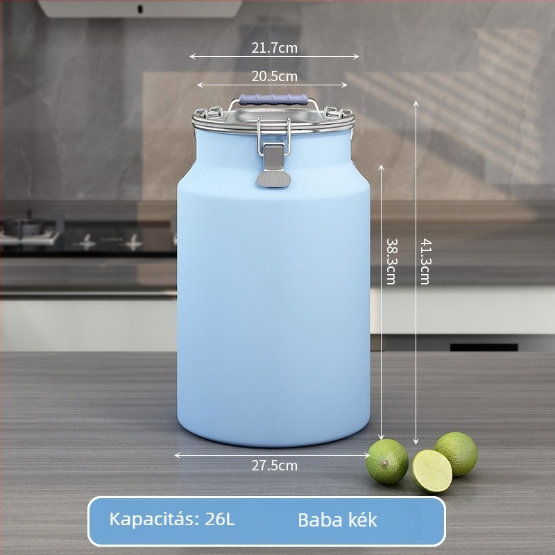 Fém gabonatároló tartály, zárható, nedvességálló és rovarmentes, tetővel