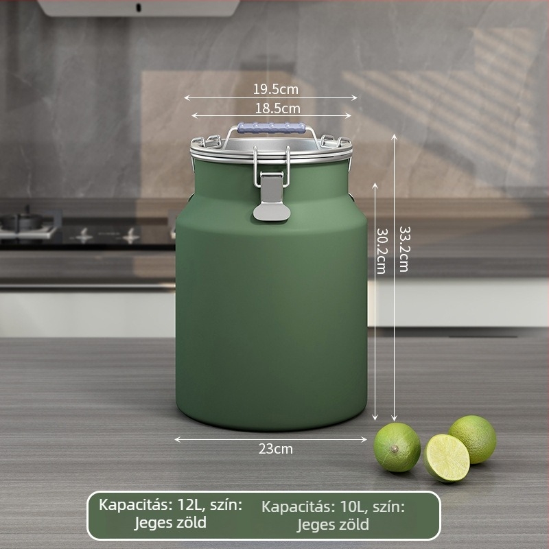 Fém gabonatároló tartály, zárható, nedvességálló és rovarmentes, tetővel