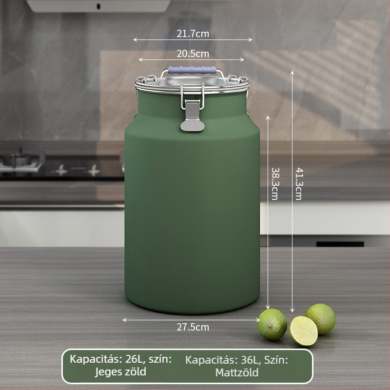 Fém gabonatároló tartály, zárható, nedvességálló és rovarmentes, tetővel