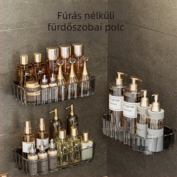 Fürdőszobai falra szerelhető tároló - műanyag, modell 802, 2 szint, teherbírás 5 kg, modern egyszerű stílus