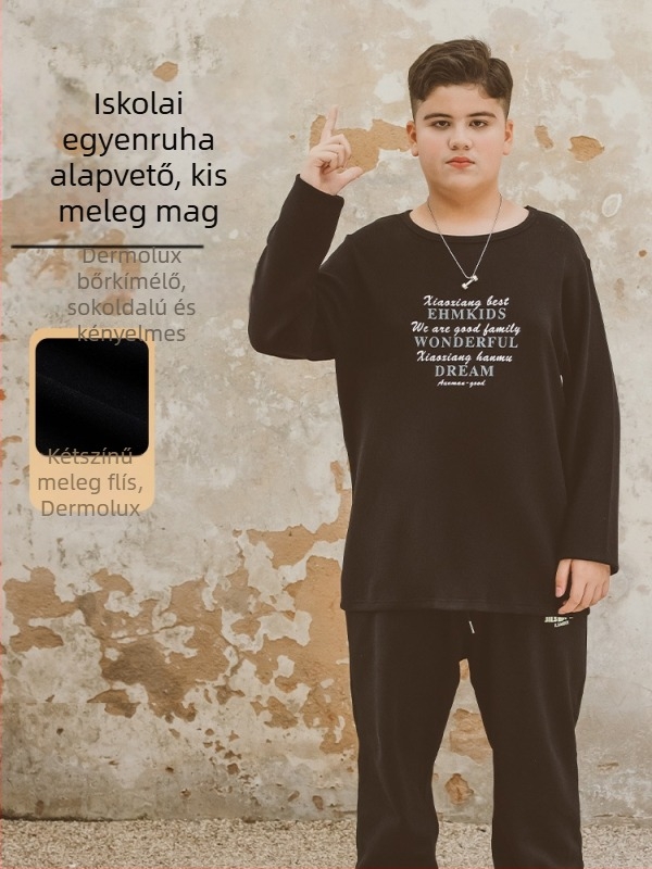 Yijia Fiúknak tervezett dupla oldalas fleece alapfelső télre, Derong anyag, 90% poliészter, 10% spandex, kapucni nélkül, 140 cm feletti gyerekeknek (8+ év)