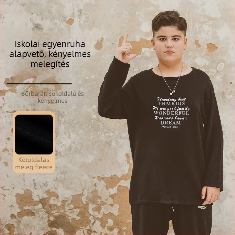 Yijia Fiúknak tervezett dupla oldalas fleece alapfelső télre, Derong anyag, 90% poliészter, 10% spandex, kapucni nélkül, 140 cm feletti gyerekeknek (8+ év)