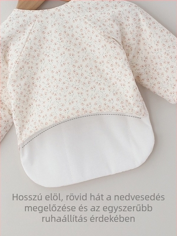 Ouyuan Floral Whisper Újszülött Ultra‑Vékony Pamut Top, Half-Back Design, Környakú, Kapucni Nélkül, 100% Pamut, Sima Brushed Tapintású Felület, 0–12 Hónap, Tavasz/Ősz