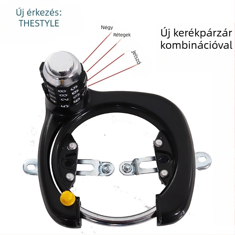 Kerékpárzár jelszavas, U-alakú, hegyi és összecsukható kerékpárokhoz (Modell 1)