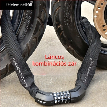 Jelszavas láncos zár, modell W706, ötvözet acél, lopás elleni védelem, kerékpárokhoz, elektromos kerékpárokhoz és motorkerékpárokhoz