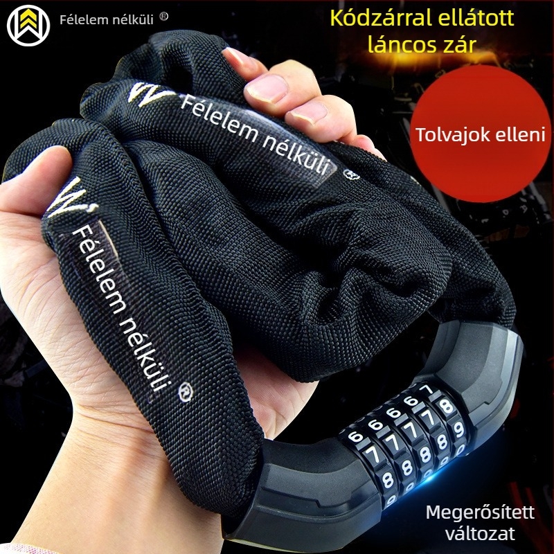 Jelszavas láncos zár, modell W706, ötvözet acél, lopás elleni védelem, kerékpárokhoz, elektromos kerékpárokhoz és motorkerékpárokhoz