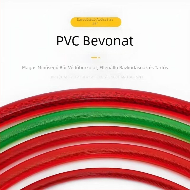Langma Ts2080 gyűrűs típusú acélkábeles zár PVC bevonattal — motorkerékpárok, elektromos kerékpárok, kerékpárok és kapuk számára