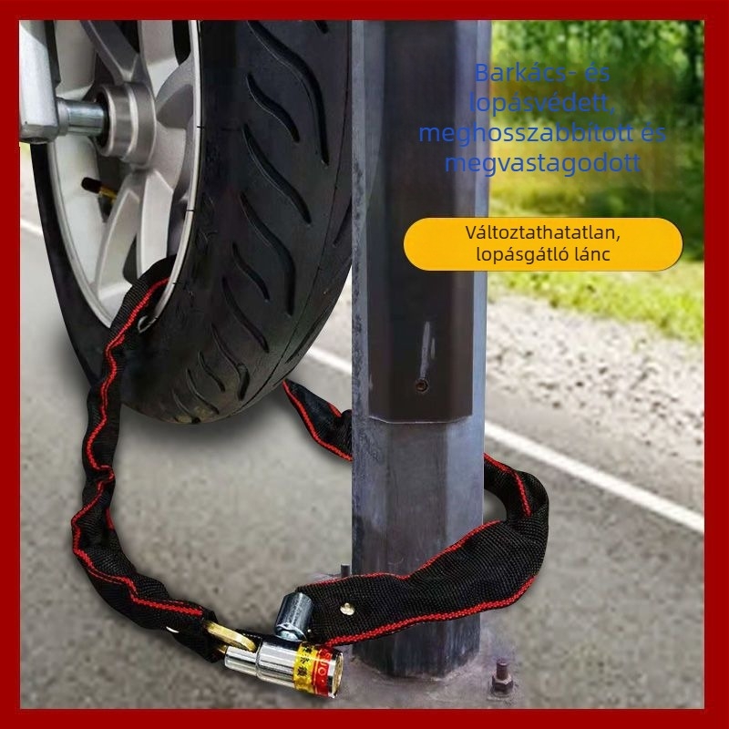 Lu ying rozsdamentes acéllánc zár kerékpárokhoz, triciklikhez, elektromos kerékpárokhoz és motorkerékpárokhoz kulccsal