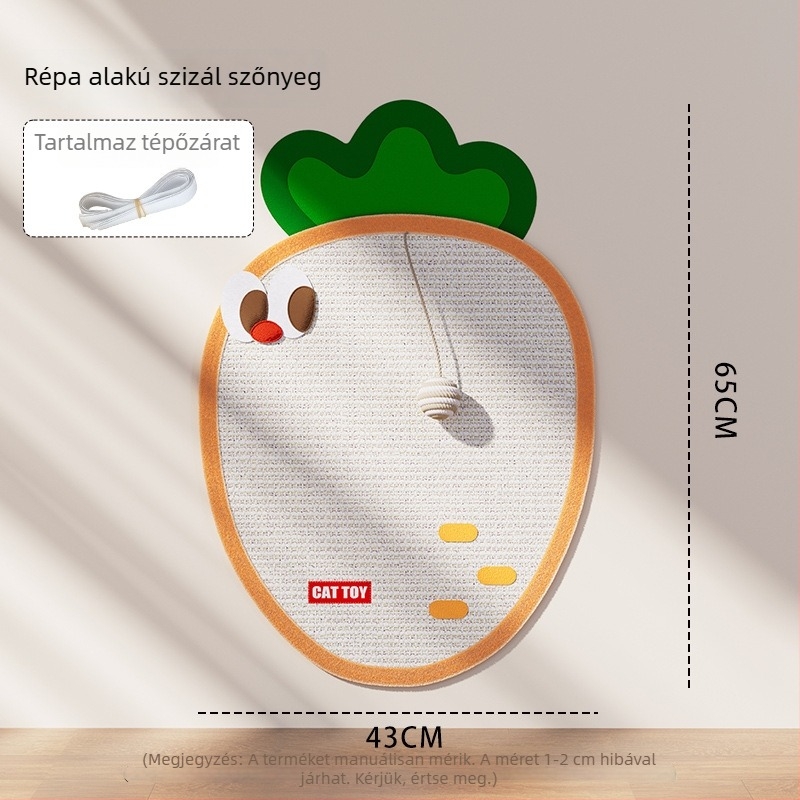 Falihoz rögzíthető sizál macska karcolási matrac — bútorvédő, kopásálló, szálak nem hullanak
