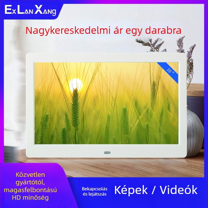 7 hüvelykes HD LED digitális képkeret kártyaalapú lejátszással; képek és videók lejátszása; felbontás 800×480; SD/USB/MMC kártya-támogatás; 16:9 képarány; modell DPF-706