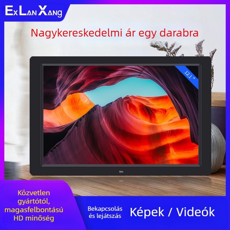 7 hüvelykes HD LED digitális képkeret kártyaalapú lejátszással; képek és videók lejátszása; felbontás 800×480; SD/USB/MMC kártya-támogatás; 16:9 képarány; modell DPF-706