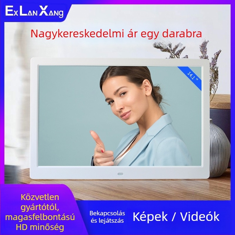 7 hüvelykes HD LED digitális képkeret kártyaalapú lejátszással; képek és videók lejátszása; felbontás 800×480; SD/USB/MMC kártya-támogatás; 16:9 képarány; modell DPF-706