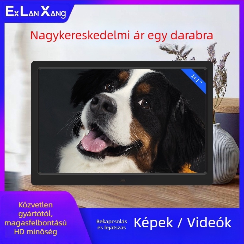 7 hüvelykes HD LED digitális képkeret kártyaalapú lejátszással; képek és videók lejátszása; felbontás 800×480; SD/USB/MMC kártya-támogatás; 16:9 képarány; modell DPF-706