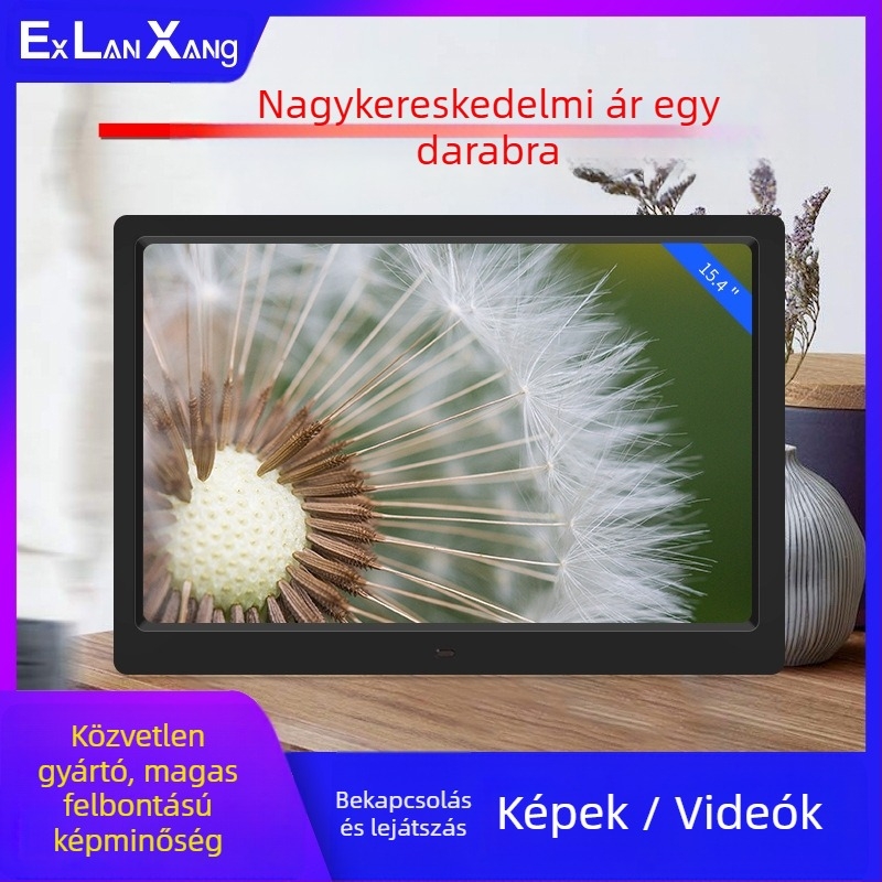 7 hüvelykes HD LED digitális képkeret kártyaalapú lejátszással; képek és videók lejátszása; felbontás 800×480; SD/USB/MMC kártya-támogatás; 16:9 képarány; modell DPF-706