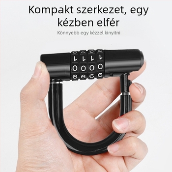 Kerékpár ujjlenyomat- és numerikus kódzár, Zn-ötvözetű U-alakú zár, Modell MG01UX, 12 mm rúd vastagság, 50 mm távolság, elektromos járművekhez és kerékpárokhoz