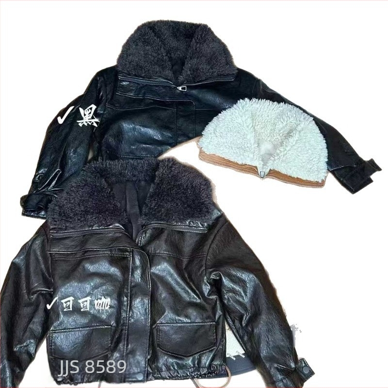 Női PU bőrdzseki szőrme gallérral, bikers-stílus, laza szabás, fleece bélés