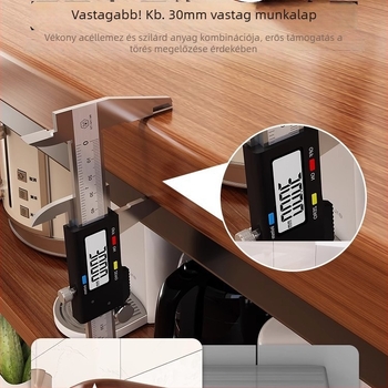 Konyhai mikrohullámú sütő tároló polc, többszintes, faanyagú, padlón álló, téglalap alakú dizájn, sarokhoz helyezhető, multifunkcionális