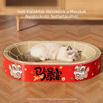 Macska kaparódeszka és odú – kopásálló, szálmentes, kartonból