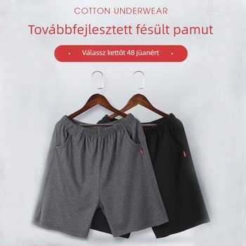 Férfi pamut térd alatti rövidnadrág, laza szabás, nyári viselet otthonra és szabadidőre.