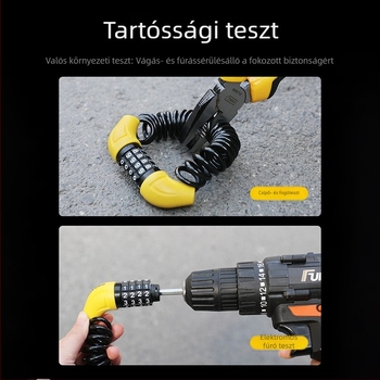 Pilod Sisak Kombinációs Zár acélhuzalos Kábellel — modell Helmet Combination Lock, anyag: acélhuzal, tömeg: 150 g, stílus: Modern Minimalista