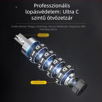 Pilod Sisak Kombinációs Zár acélhuzalos Kábellel — modell Helmet Combination Lock, anyag: acélhuzal, tömeg: 150 g, stílus: Modern Minimalista