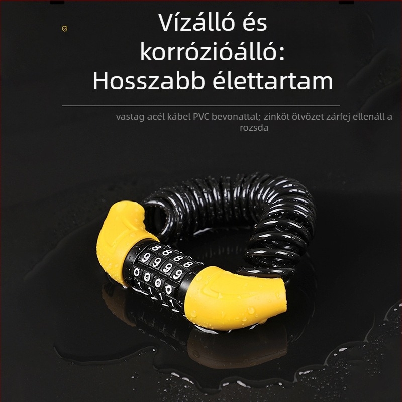 Pilod Sisak Kombinációs Zár acélhuzalos Kábellel — modell Helmet Combination Lock, anyag: acélhuzal, tömeg: 150 g, stílus: Modern Minimalista