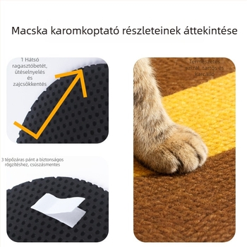 Sizál macska kaparópad, kopásálló, falra szerelhető függőleges kaparópanel, kanapévédelem, macska kellékek