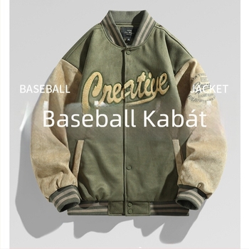 Baseball dzseki magas állú gallérral, lazább szabás, egysoros gombolás, 95% poliészter