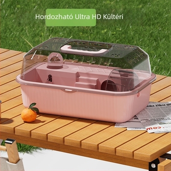 Nagy átlátszó akril ketrec hörcsögöknek, villa-stílusú menedék, tágas belső tér