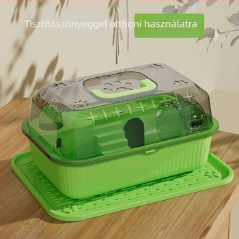 Nagy átlátszó akril ketrec hörcsögöknek, villa-stílusú menedék, tágas belső tér