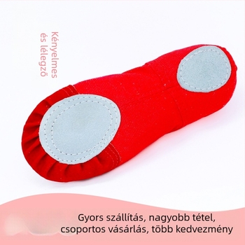 Felnőtt tánccipő, vászon felsőrész, bőr talp, légáteresztő, balett és modern tánc