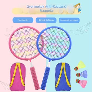 Gyerekeknek szóló tollaslabda-reket – edzőjáték 3–12 éveseknek; súly 95–100 g, keret ferroötvözetből, nylon zsinór, nyelet vastagsága G1, közvetlen ütés