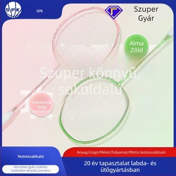 Badmintonütő, testreszabott edzőmodell, szénszálas váz, tömeg 75–79 g, G5 fogantyú, közepes szár merevség