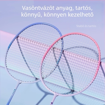 Badminton ütő készlet gyerekeknek és felnőtteknek — ultra könnyű, tartós, kettős ütőkből álló készlet; keret vasötvözet, nylon húrok, súly 95–100 g, fogantyú G4, vízszintes ütés, közepes keménység