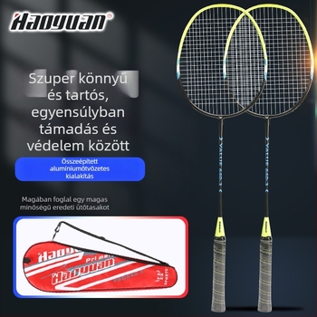 Badminton ütő – keret alumíniumötvözet, egybeépített kivitel, súly 95–100 g, két ütőből álló készlet, nylon húrok