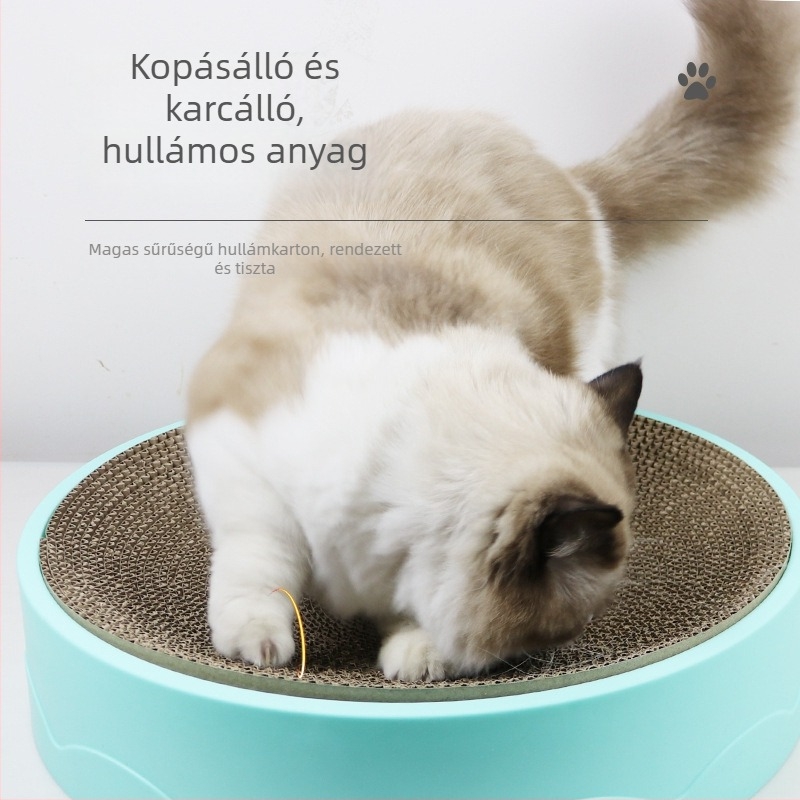 Macska karmoltató tábla kör alakú fészekkel, cserélhető belső maggal, hullámkarton anyag, 5 darabos csomag, Lovable Wind stílus