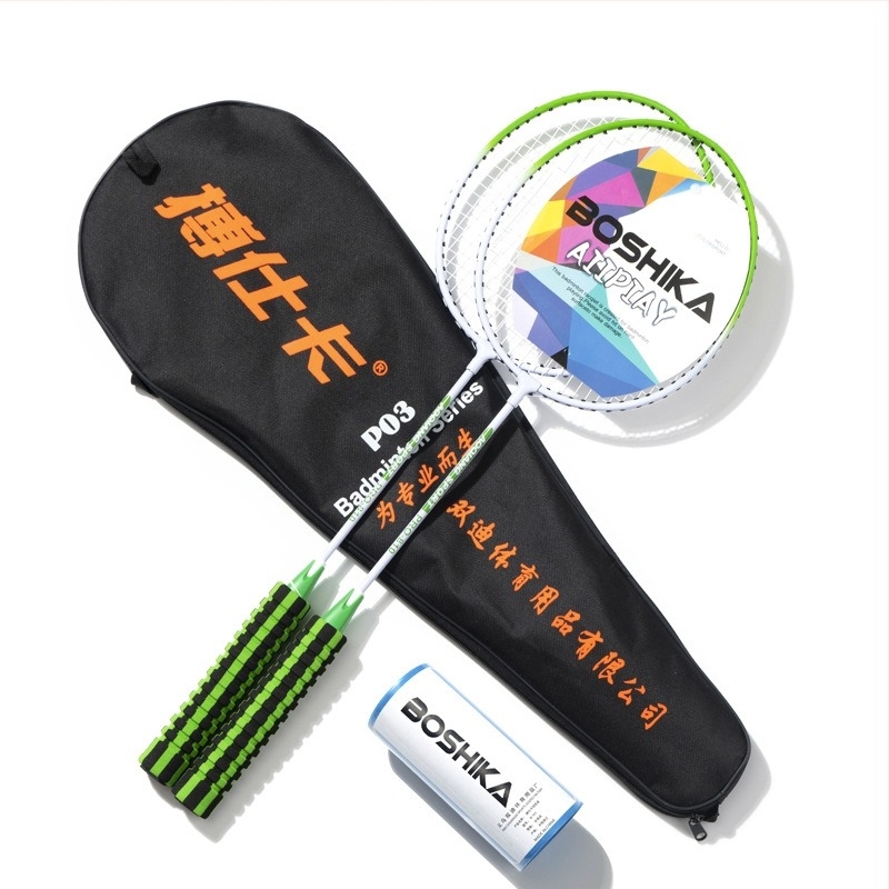 Badminton szett labdákkal, két ütő, felnőtteknek, ötvözet keret és habszivacs nyél