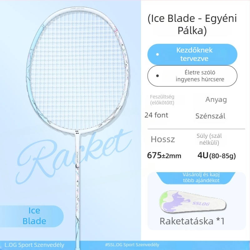 Saisilon badmintonütő, szénszálas váz, súly 80–84 g, fogantyú G5