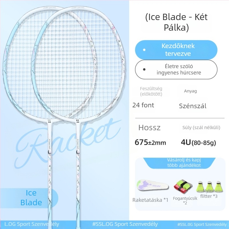 Saisilon badmintonütő, szénszálas váz, súly 80–84 g, fogantyú G5