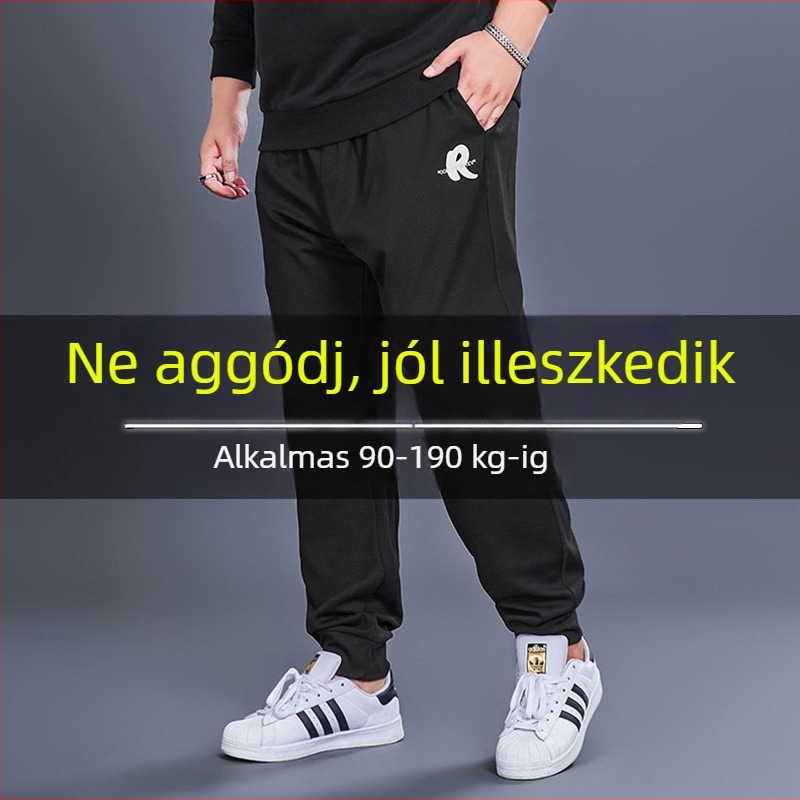 Őszi férfi kötött joggerek, lazán szabott, mandzsettes, 70% pamut, ananász-háló anyag
