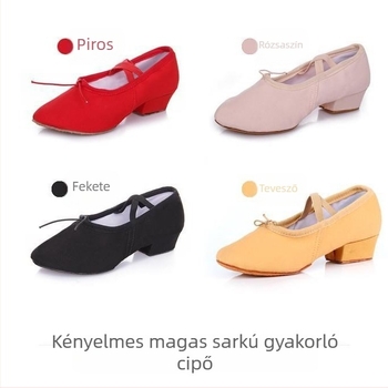 Tanárnőknek tervezett tánccipő: vászon felsőrész, bőrtalp, légáteresztő, egyensúly és ütésálló tulajdonságok, balett és latin táncra