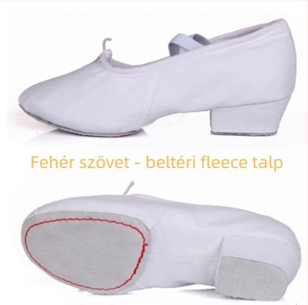 Tanárnőknek tervezett tánccipő: vászon felsőrész, bőrtalp, légáteresztő, egyensúly és ütésálló tulajdonságok, balett és latin táncra