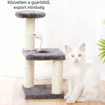 Fából készült macskafa sizál karcolóoszloppal és egyszerű ugróplatformmal — Shengze