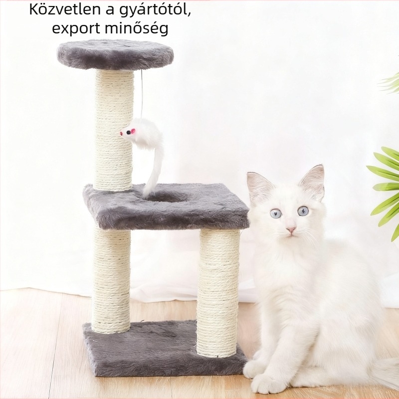 Fából készült macskafa sizál karcolóoszloppal és egyszerű ugróplatformmal — Shengze